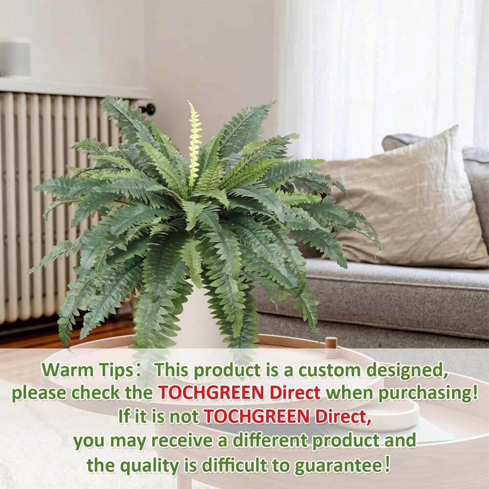 3008 Artificial Ferns for Outdoors Set of 2 Bouquets 30" Diam Large Long - Picture 4 of 8